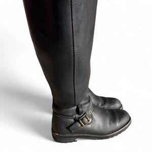 UGG Harrington Tall Black Leather Lug Sole Riding Boots 6.5